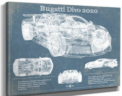 14" x 11" / Stretched Canvas Wrap Cutler West Bugatti Divo 2020 Vintage Sports Car Print