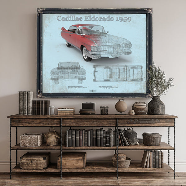 1959 Cadillac Eldorado Hardtop Print canvas print size guide 24x18 36x24 48x36 inches