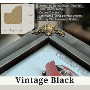 Vintage Black frame corner detail, 1.5 inch ornate wood moulding, 1959 Cadillac Eldorado Hardtop Print