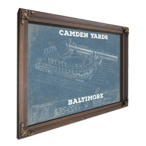 Camden Yards Art Baltimore Orioles Stadium Print in a Bourbon stained wood frame with antique gold corners