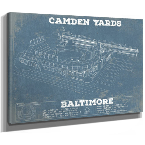 Camden Yards Art Baltimore Orioles Stadium Print as a stretched canvas wrap with gallery wrapped edges