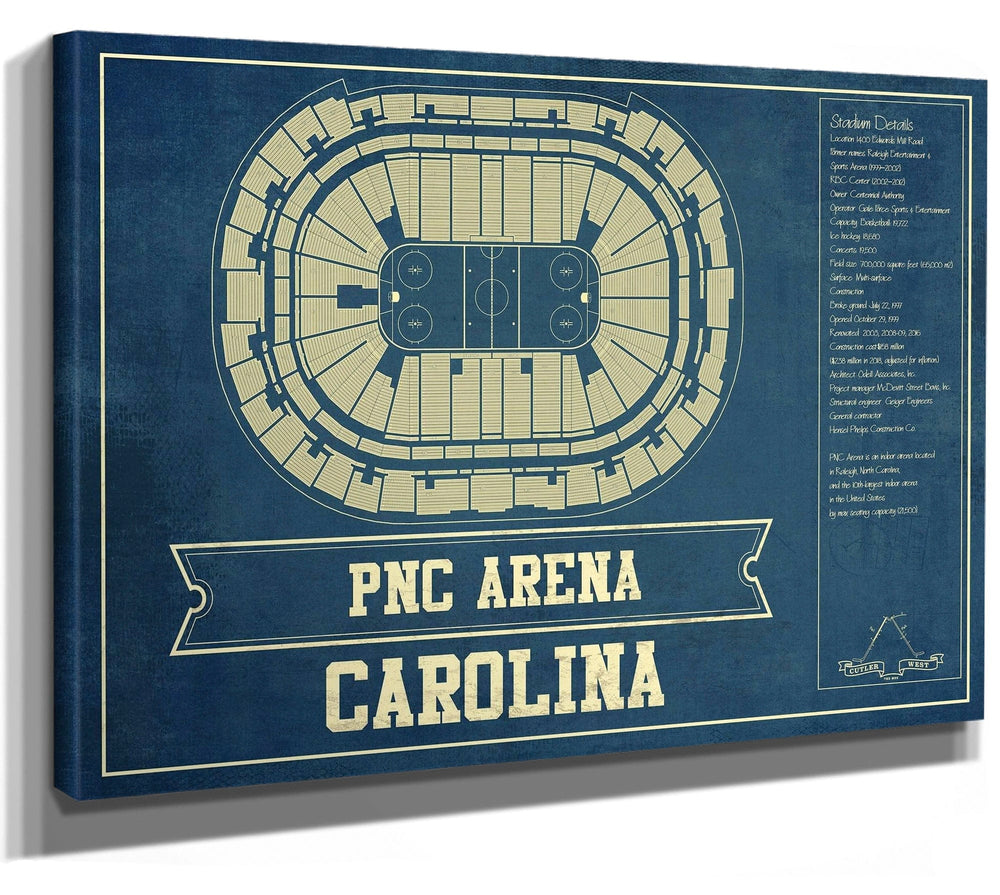 14" x 11" / Stretched Canvas Wrap Cutler West Carolina Hurricanes PNC Arena Vintage Hockey Print
