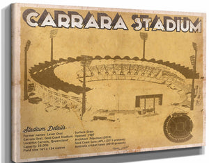 14" x 11" / Stretched Canvas Wrap Cutler West Carrara Stadium - AFL Gold Coast Suns Australian Rules Football & Australia Cricket Team Stadium Print