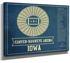 14" x 11" / Stretched Canvas Wrap Cutler West Carver–Hawkeye Arena Iowa Men's And Women's Basketball Vintage Print