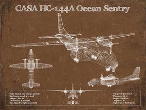 14" x 11" / Unframed Cutler West CASA HC-144A Ocean Sentry Vintage Aviation Blueprint Print - Custom Pilot Name Can Be Added
