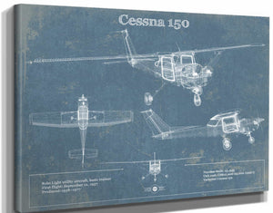 14" x 11" / Stretched Canvas Wrap Cutler West Cessna 150 Original Blueprint Art