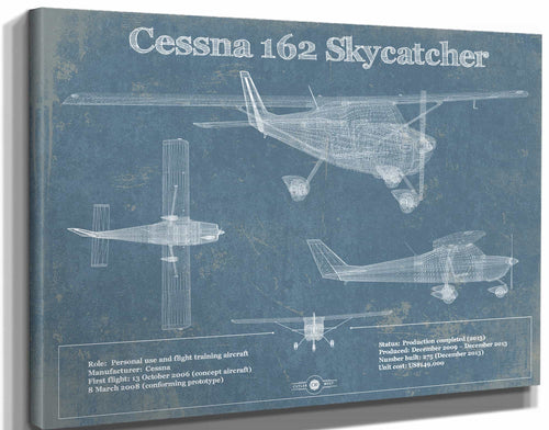 14" x 11" / Stretched Canvas Wrap Cutler West Cessna 162 Skycatcher Original Blueprint Art