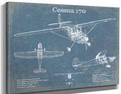 14" x 11" / Stretched Canvas Wrap Cutler West Cessna 170 Original Blueprint Art
