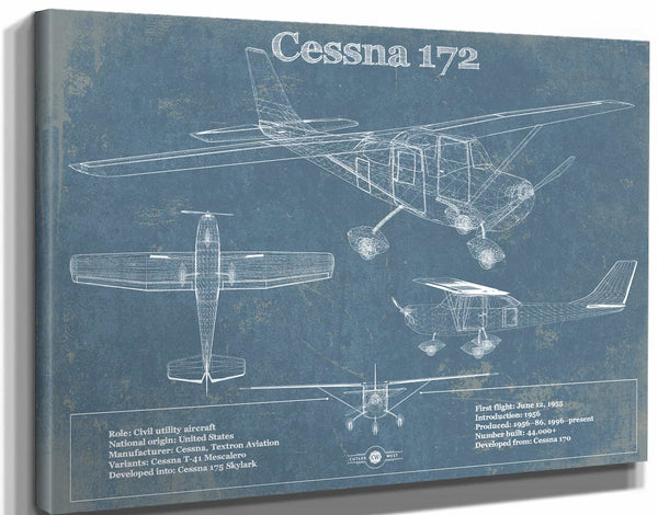 Cutler West Cessna 172 Original Blueprint Art