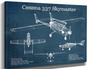 14" x 11" / Stretched Canvas Wrap Cutler West Cessna 337 Skymaster Air Taxi Aircraft Original Blueprint Art