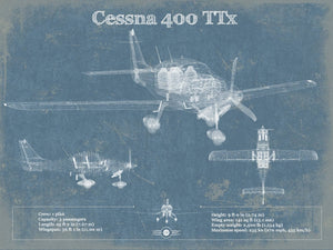 14" x 11" / Unframed Cutler West Cessna 400 TTX Original Blueprint Art