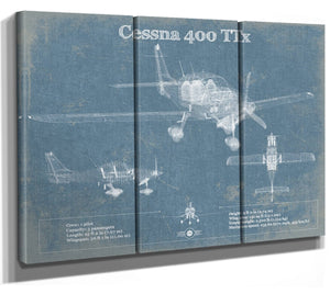 36" x 24" / 3 Panel Canvas Wrap Cutler West Cessna 400 TTX Original Blueprint Art
