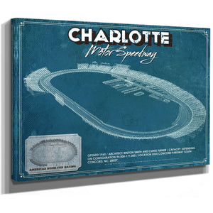 Charlotte Motor Raceway NASCAR Race Track Print as a stretched canvas wrap with gallery wrapped edges