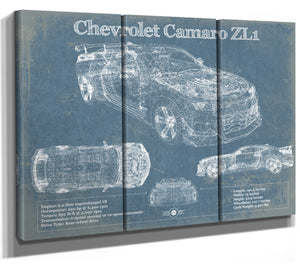 36" x 24" / 3 Panel Canvas Wrap Cutler West Chevrolet Camaro ZL1 Original Vintage Car Print