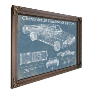1970 Chevrolet El Camino SS 454 Print in a Bourbon stained wood frame with antique gold corners