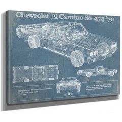1970 Chevrolet El Camino SS 454 Print as a stretched canvas wrap with gallery wrapped edges
