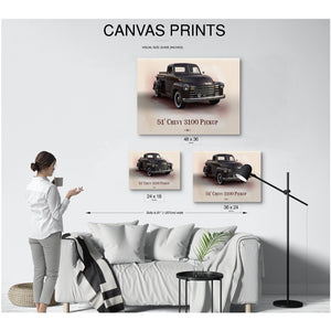 1951 Chevy 3100 Blueprint Truck Print displayed on a wall