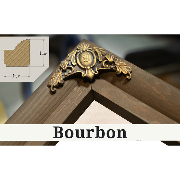 Bourbon frame corner detail, 1.5 inch ornate wood moulding, 1951 Chevy 3100 Blueprint Truck Print
