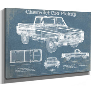 Chevy C10 Pickup 2nd Generation Print as a stretched canvas wrap with gallery wrapped edges