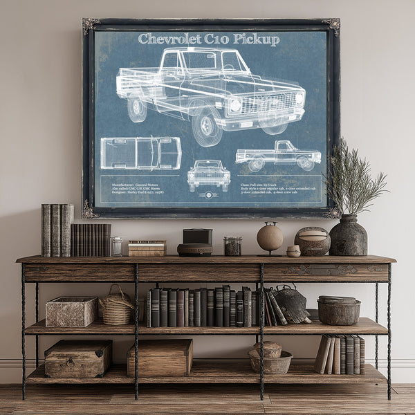Chevy C10 Pickup 2nd Generation Print canvas print size guide 24x18 36x24 48x36 inches