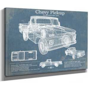 1960 Chevy Pickup, First Generation -1966 Print as a stretched canvas wrap with gallery wrapped edges