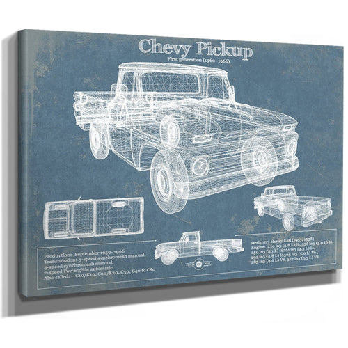 1960 Chevy Pickup, First Generation -1966 Print as a stretched canvas wrap with gallery wrapped edges