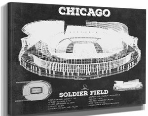 14" x 11" / Stretched Canvas Wrap Cutler West Chicago Bears Stadium Seating Chart - Soldier Field Vintage Football Print
