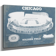 Chicago Bears Stadium Seating Chart Soldier Field Print as a stretched canvas wrap with gallery wrapped edges