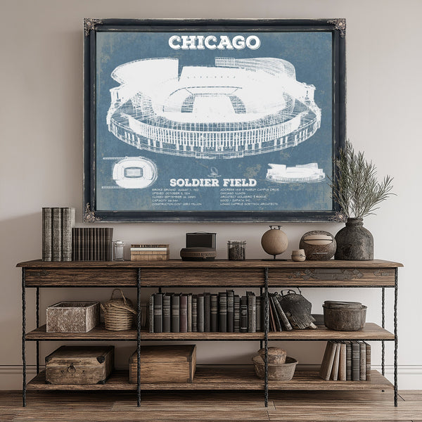 Chicago Bears Stadium Seating Chart Soldier Field Print canvas print size guide 24x18 36x24 48x36 inches