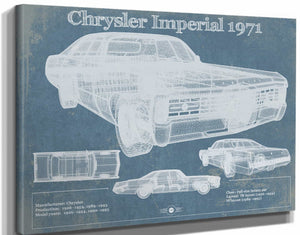 14" x 11" / Stretched Canvas Wrap Cutler West Chrysler Imperial 1971 Vintage Car Print