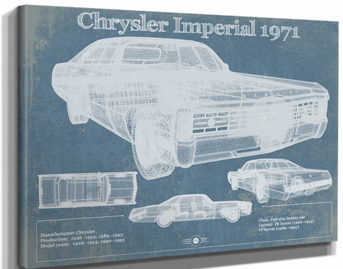 14" x 11" / Stretched Canvas Wrap Cutler West Chrysler Imperial 1971 Vintage Car Print