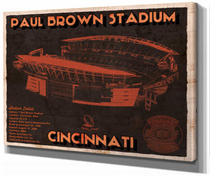 14" x 11" / Stretched Canvas Wrap Cutler West Cincinnati Bengals Paul Brown Stadium - Vintage Football Print