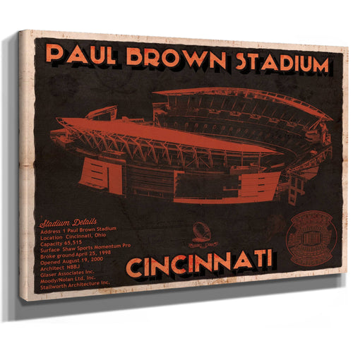 Cincinnati Bengals Paul Brown Stadium Print as a stretched canvas wrap with gallery wrapped edges