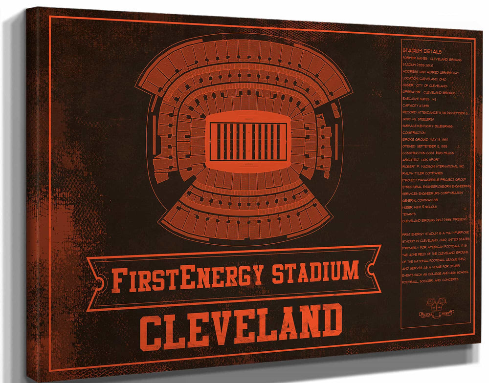 14" x 11" / Stretched Canvas Wrap Cutler West Cleveland Browns FirstEnergy Stadium - Vintage Football Art Print