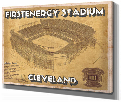 14" x 11" / Stretched Canvas Wrap Cutler West Cleveland Browns - FirstEnergy Stadium - Vintage Football Print