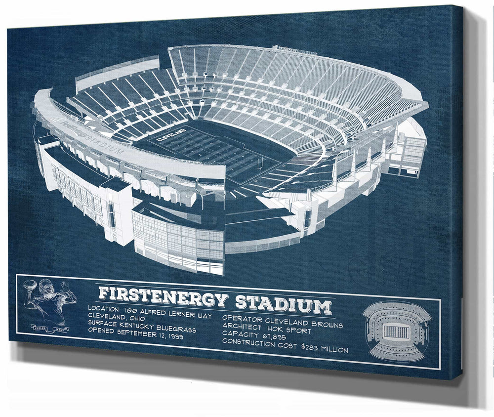 14" x 11" / Stretched Canvas Wrap Cutler West Cleveland FirstEnergy Stadium - Vintage Football Print