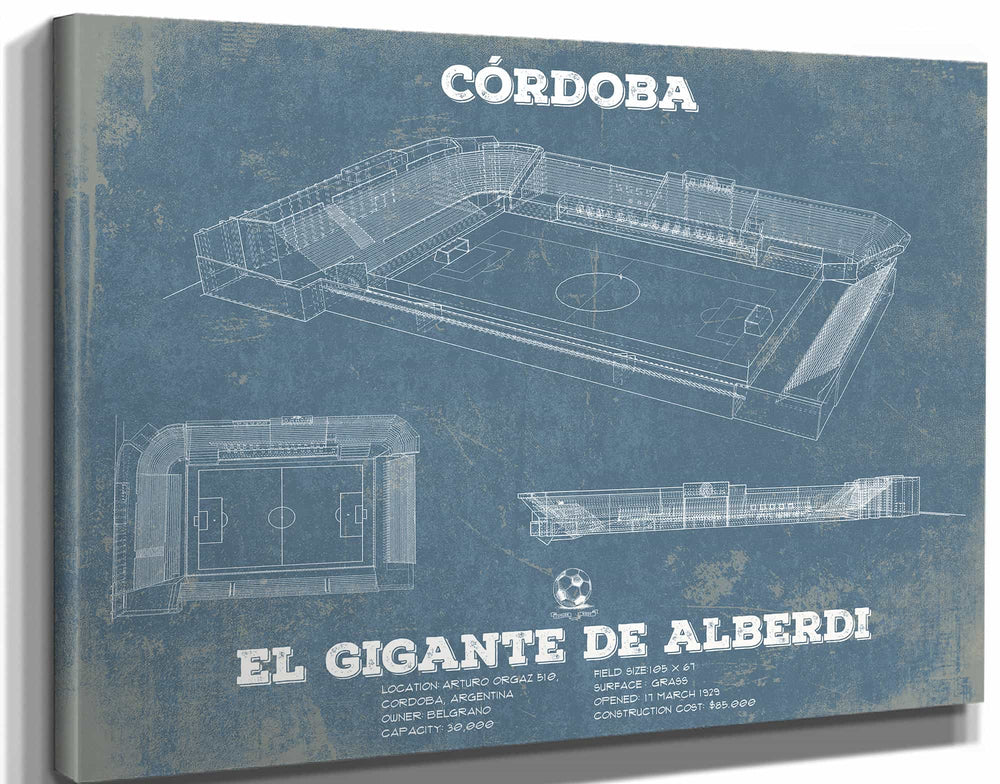14" x 11" / Stretched Canvas Wrap Cutler West Club Atlético Belgrano - Vintage El Gigante de Alberdi Soccer Print
