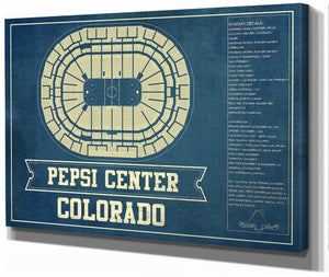 14" x 11" / Stretched Canvas Wrap Cutler West Colorado Avalanche Pepsi Center Seating Chart - Vintage Hockey Print