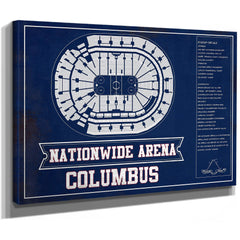 Columbus Blue Jackets Nationwide Arena Seating Print as a stretched canvas wrap with gallery wrapped edges