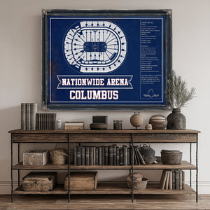 Columbus Blue Jackets Nationwide Arena Seating Print canvas print size guide 24x18 36x24 48x36 inches