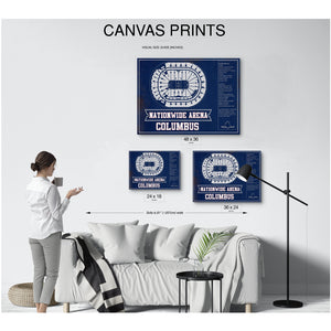 Columbus Blue Jackets Nationwide Arena Seating Print displayed on a wall