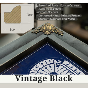 Vintage Black frame corner detail, 1.5 inch ornate wood moulding, Columbus Blue Jackets Nationwide Arena Seating Print