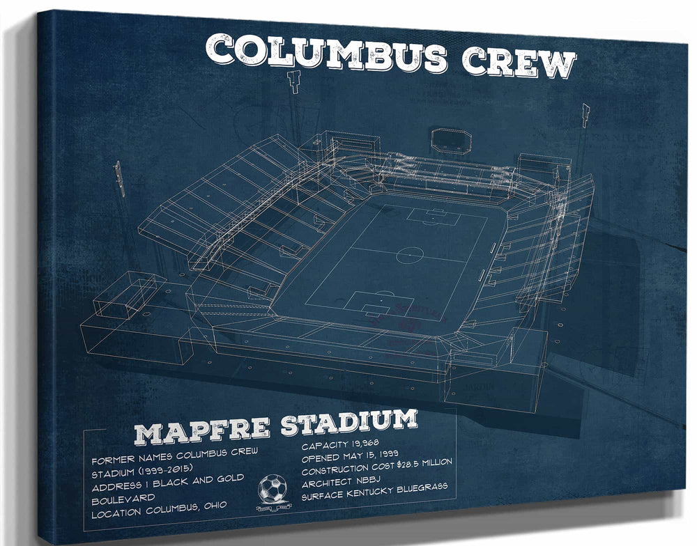 14" x 11" / Stretched Canvas Wrap Cutler West Columbus Crew Soccer -MAPFRE Stadium Vintage Soccer Print