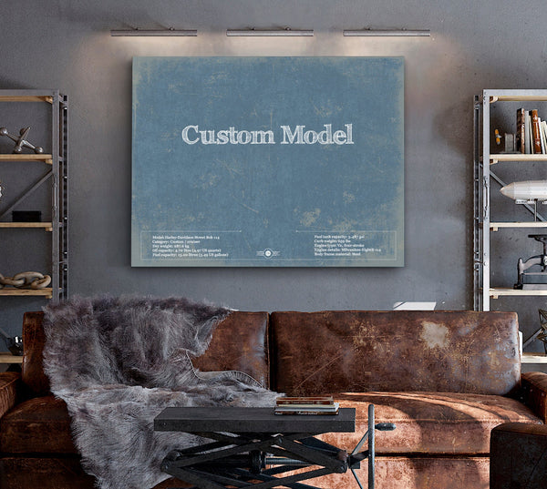 Cutler West Custom Model Print, Gifts for Him, Original Blueprint Canvas, Framed, or Unframed Art