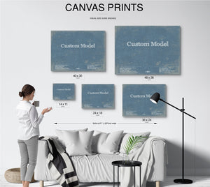 Cutler West Custom Model Print, Gifts for Him, Original Blueprint Canvas, Framed, or Unframed Art