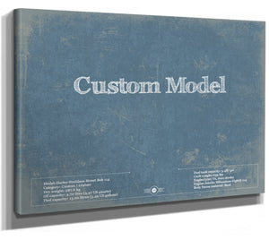 14" x 11" / Stretched Canvas Wrap Cutler West Custom Model Print, Gifts for Him, Original Blueprint Canvas, Framed, or Unframed Art