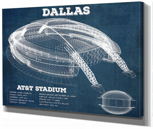 14" x 11" / Stretched Canvas Wrap Cutler West Dallas Cowboys - AT&T Stadium - Vintage Football Print