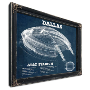 Dallas Cowboys - AT&T Stadium Print in a distressed Vintage Black wood frame with ornate corners