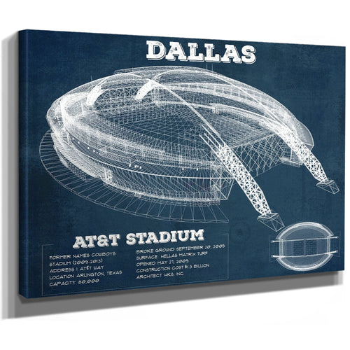 Dallas Cowboys - AT&T Stadium Print as a stretched canvas wrap with gallery wrapped edges
