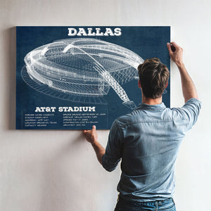 Dallas Cowboys - AT&T Stadium Print framed in Vintage Black above a mid-century record console